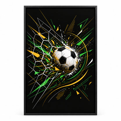 Geometric Net Breakthrough Soccer Canvas Wall Art | black_sku