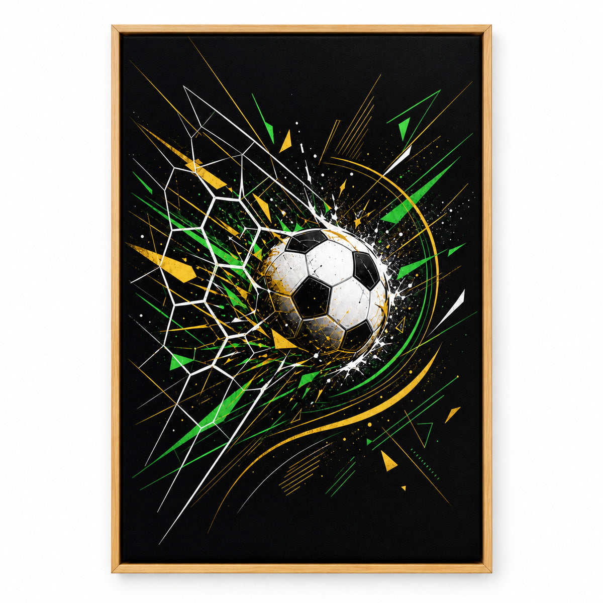 Geometric Net Breakthrough Soccer Canvas Wall Art | brown_sku