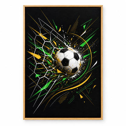 Geometric Net Breakthrough Soccer Canvas Wall Art | brown_sku