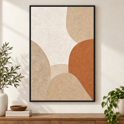 Japandi Plaster Abstract Canvas Wall Art | black_independent_close