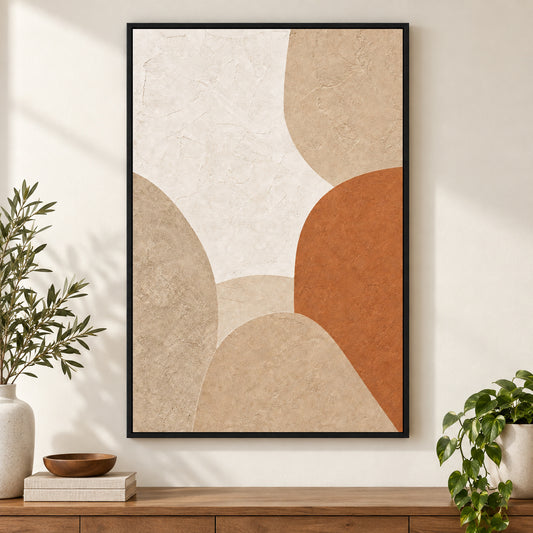 Japandi Plaster Abstract Canvas Wall Art | black_independent_close