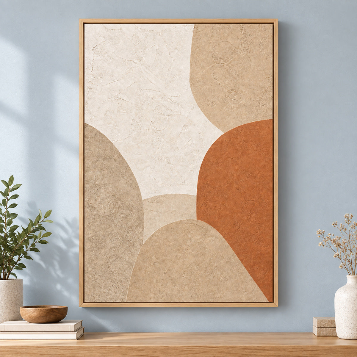 Japandi Plaster Abstract Canvas Wall Art | brown_independent_close