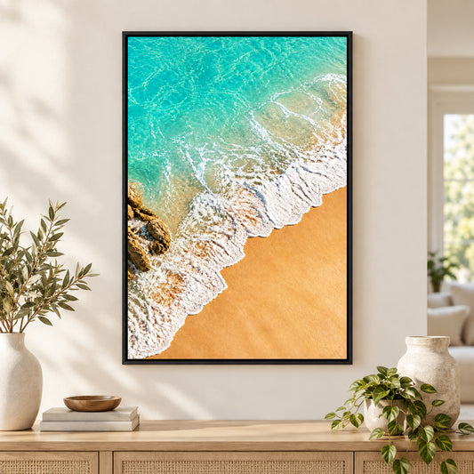 Coastal Aerial Waves Healing Canvas Wall Art | black_independent_close