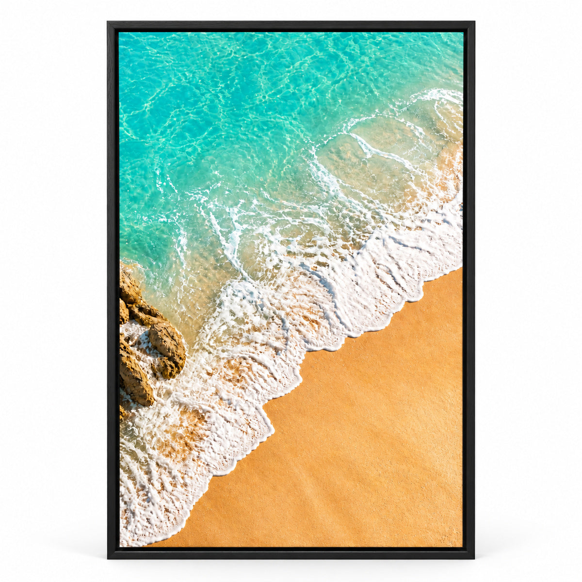 Coastal Aerial Waves Healing Canvas Wall Art | black_sku