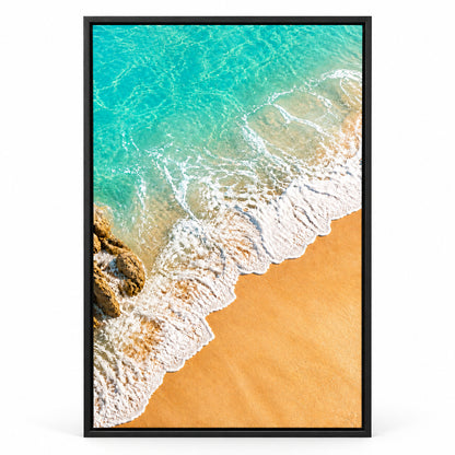 Coastal Aerial Waves Healing Canvas Wall Art | black_sku