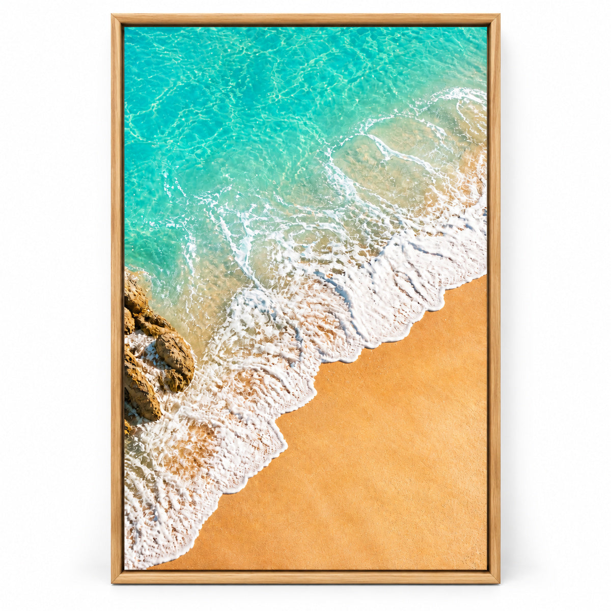 Coastal Aerial Waves Healing Canvas Wall Art | brown_sku