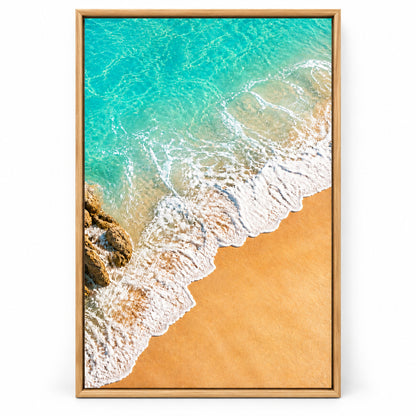 Coastal Aerial Waves Healing Canvas Wall Art | brown_sku