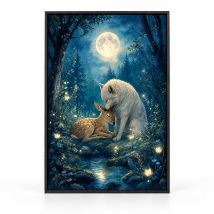 Moonlit Forest Glowing Plants Healing Canvas Wall Art | black_sku