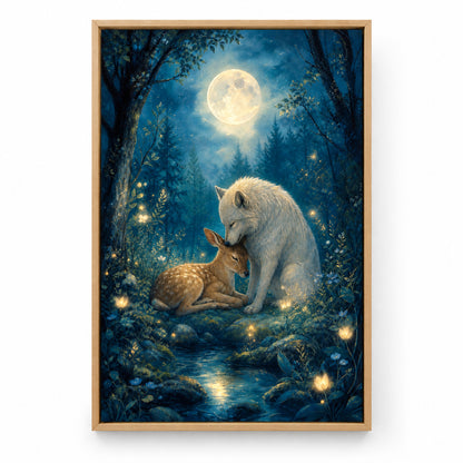Moonlit Forest Glowing Plants Healing Canvas Wall Art | brown_sku