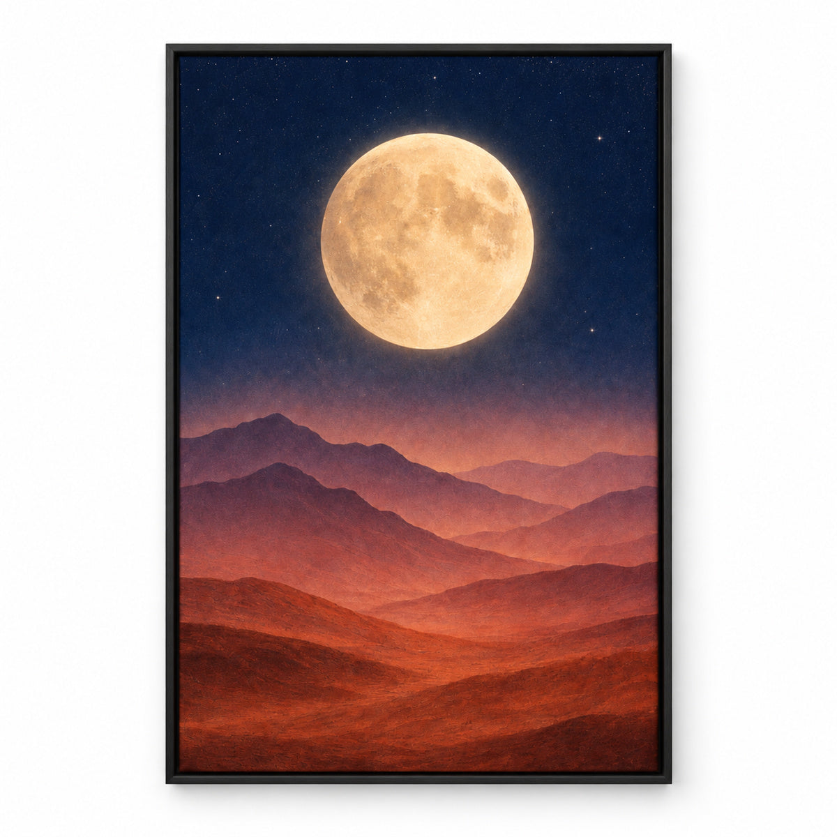 Abstract Moon Mountains Healing Canvas Wall Art | black_sku