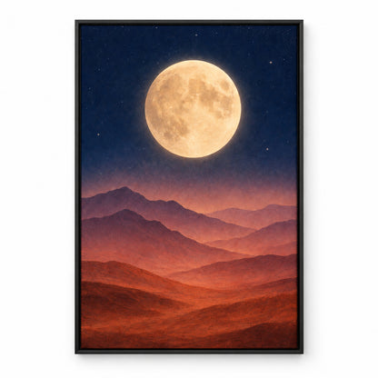 Abstract Moon Mountains Healing Canvas Wall Art | black_sku