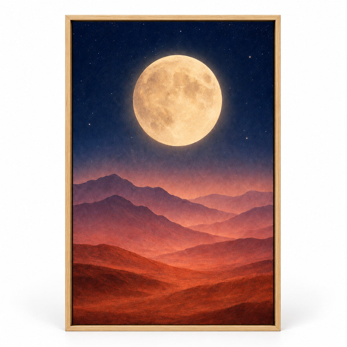 Abstract Moon Mountains Healing Canvas Wall Art | brown_sku