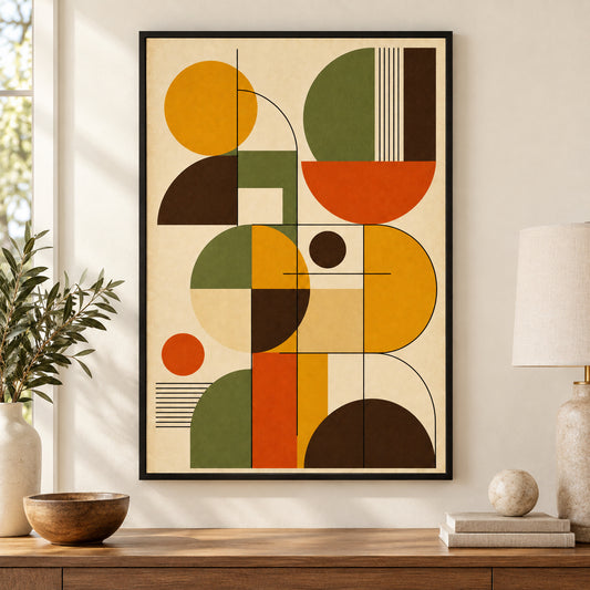 Bauhaus Geometric Mid-Century Modern Canvas Wall Art | black_independent_close