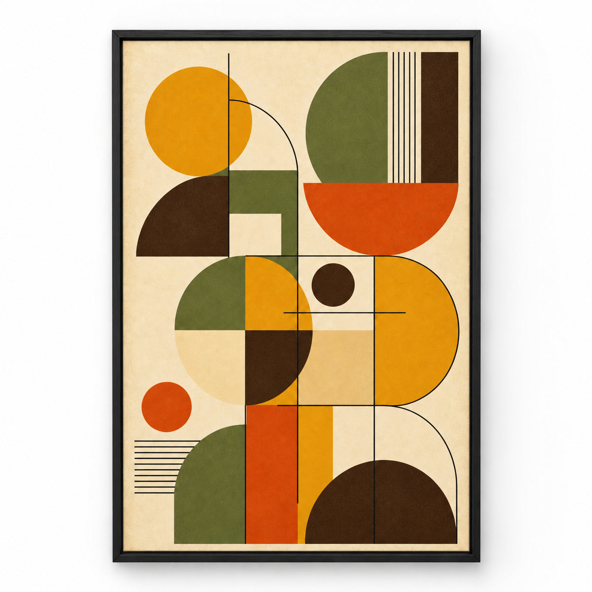 Bauhaus Geometric Mid-Century Modern Canvas Wall Art | black_sku