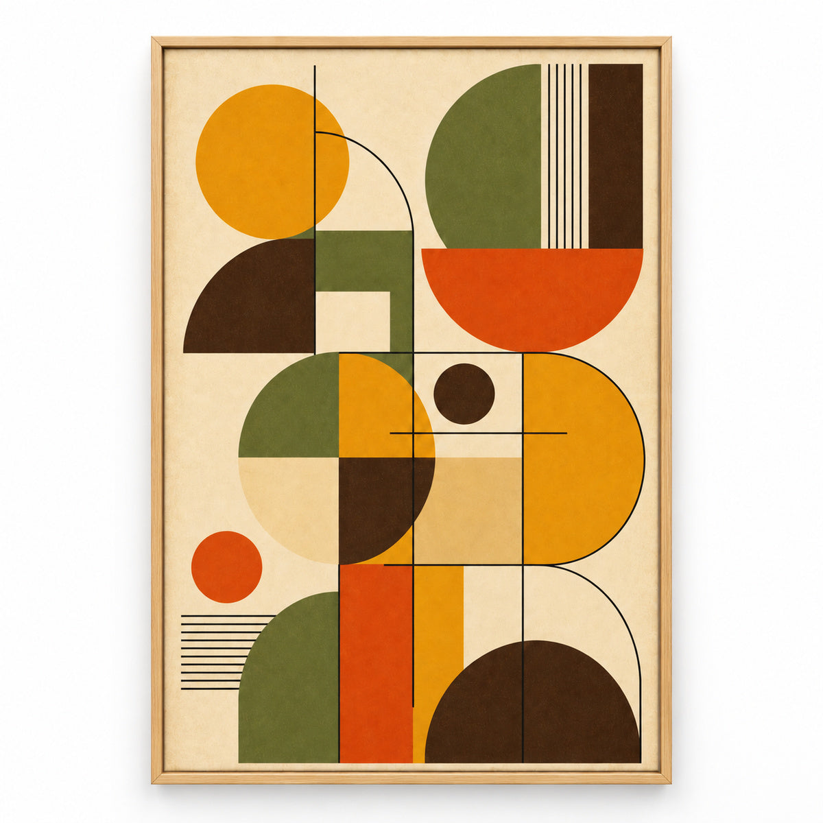 Bauhaus Geometric Mid-Century Modern Canvas Wall Art | brown_sku