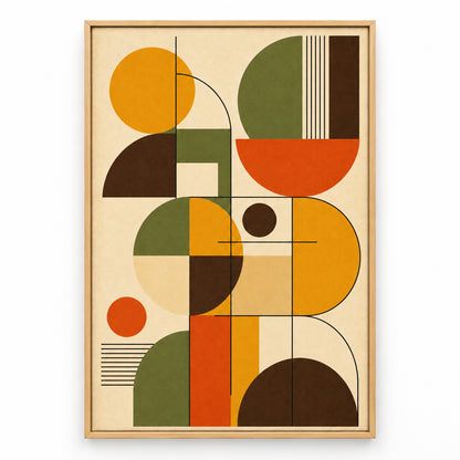 Bauhaus Geometric Mid-Century Modern Canvas Wall Art | brown_sku