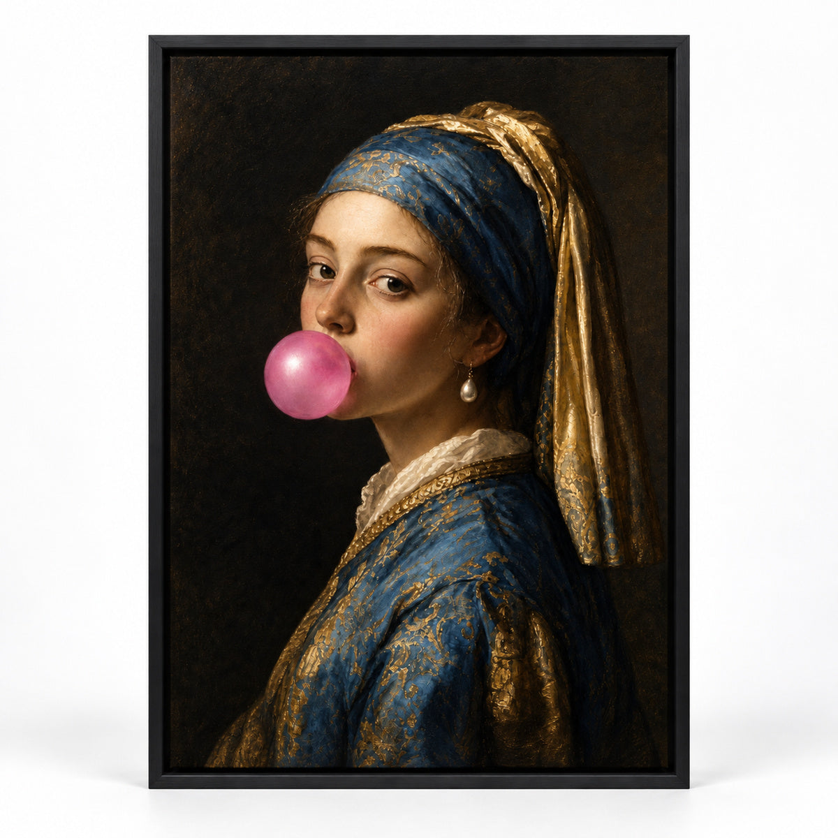 Classical Girl Bubblegum Canvas Wall Art | black_sku