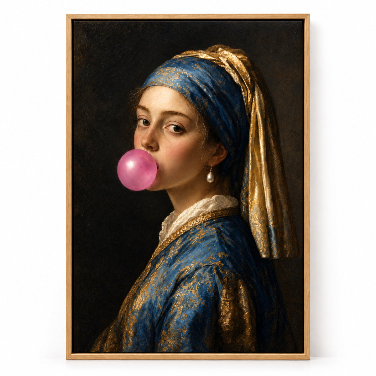 Classical Girl Bubblegum Canvas Wall Art | brown_sku