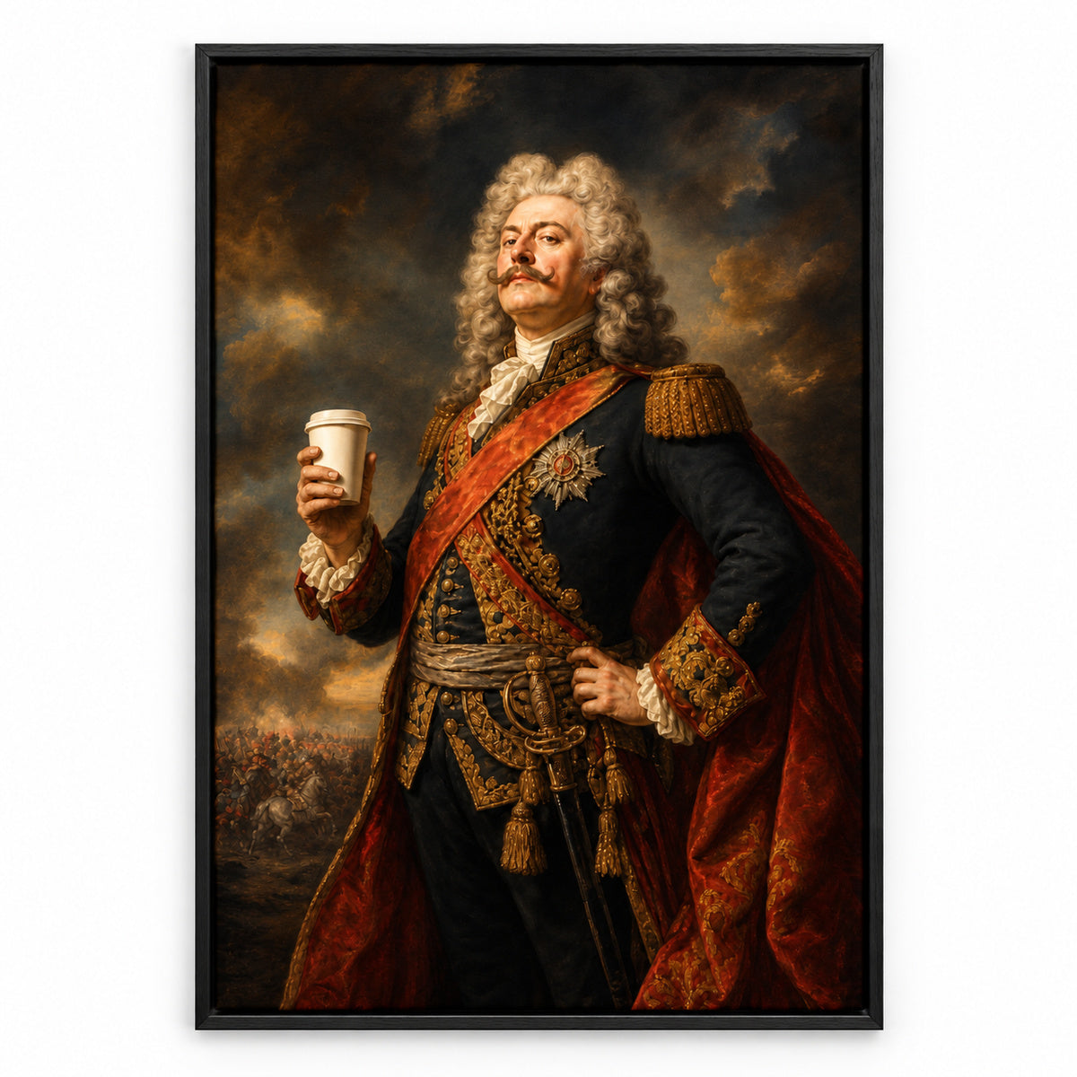 Baroque General Coffee Canvas Wall Art | black_sku