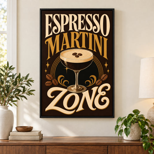 Espresso Martini Zone Typographic Canvas Wall Art | black_independent_close