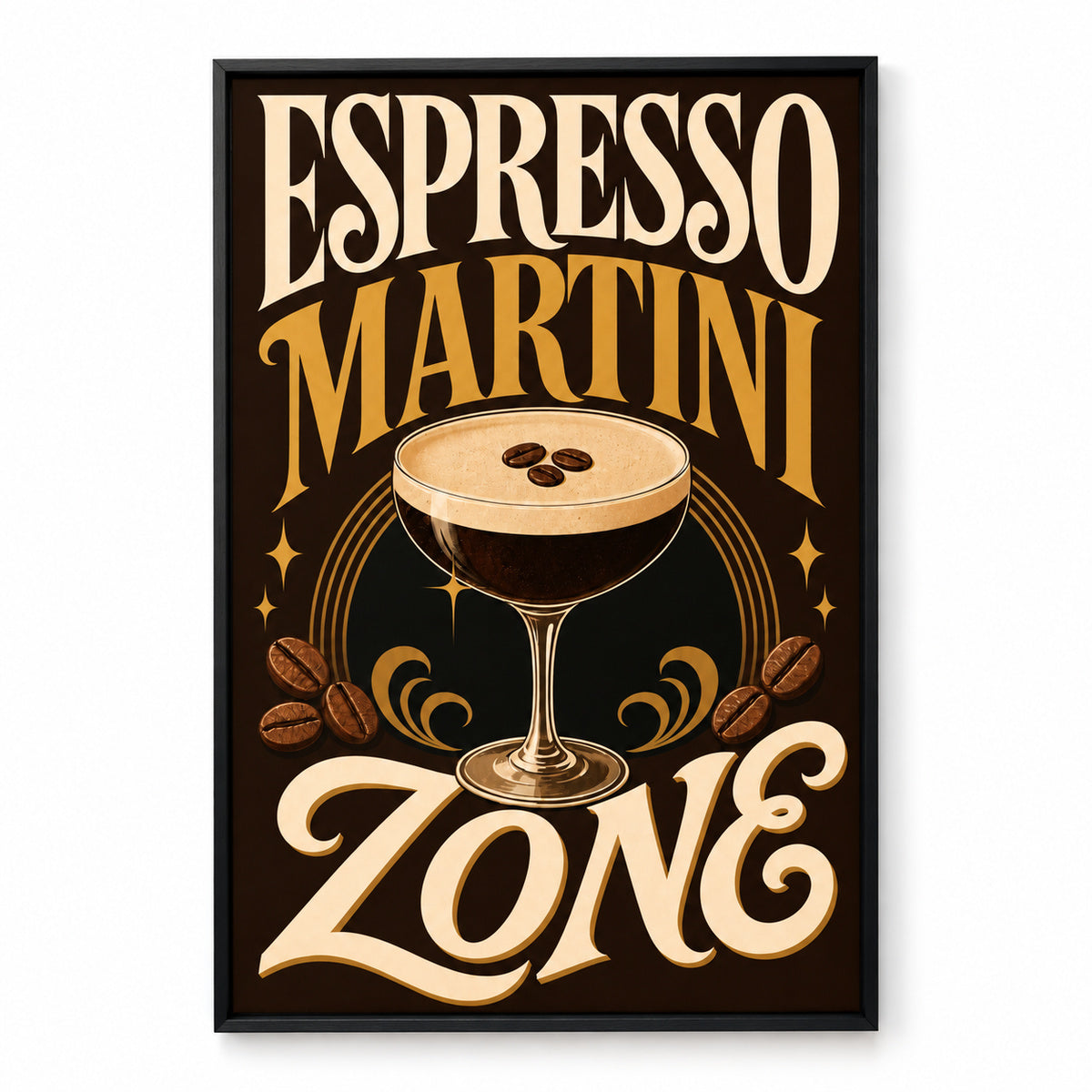 Espresso Martini Zone Typographic Canvas Wall Art | black_sku