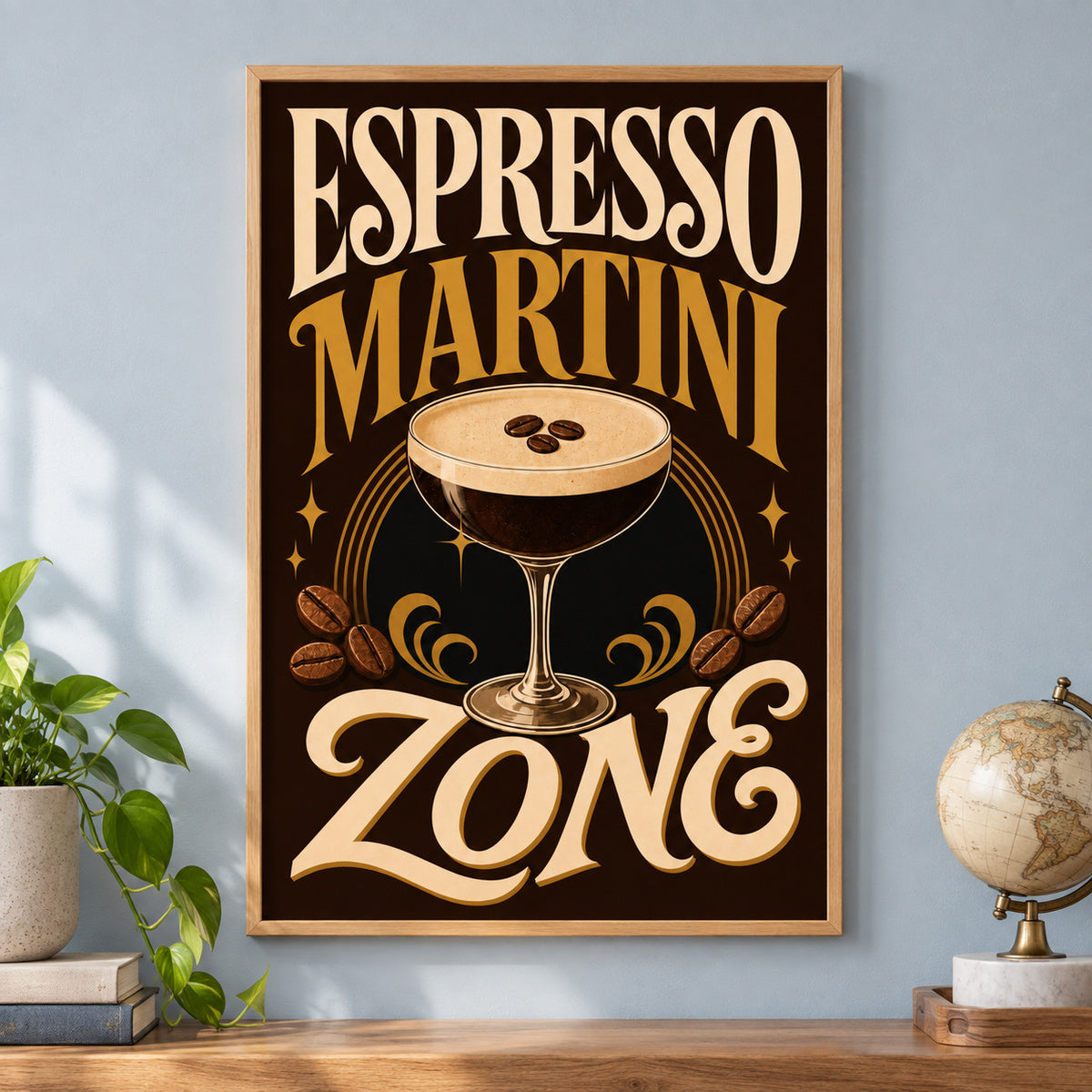 Espresso Martini Zone Typographic Canvas Wall Art | brown_independent_close