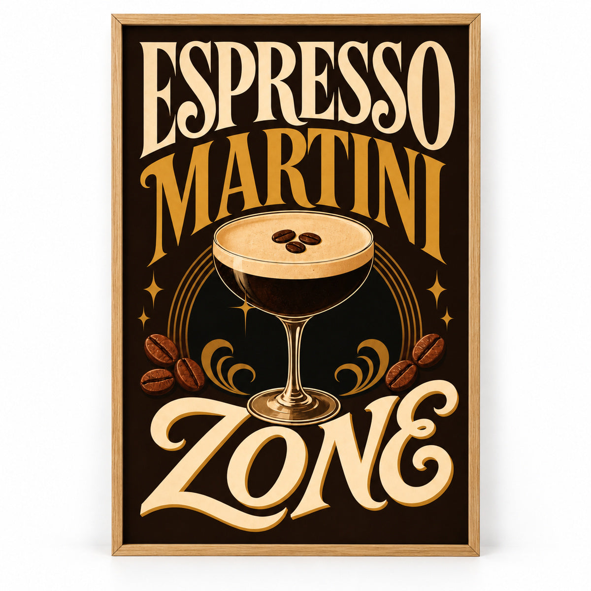 Espresso Martini Zone Typographic Canvas Wall Art | brown_sku