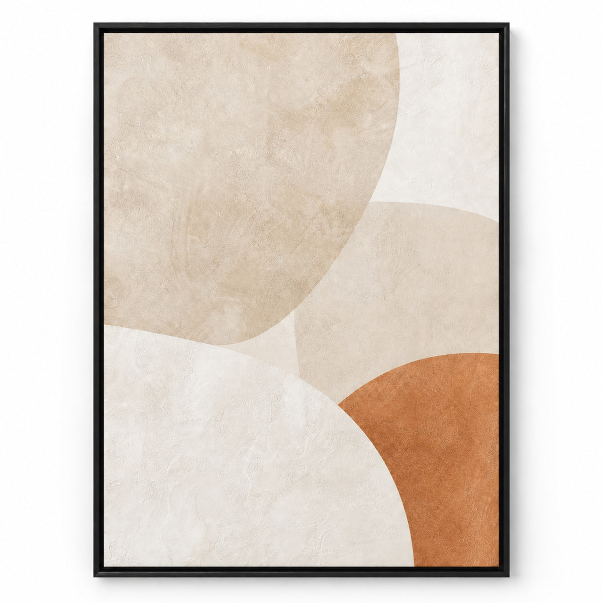 Creamy Japandi Plaster Semicircles Canvas Wall Art | black_sku