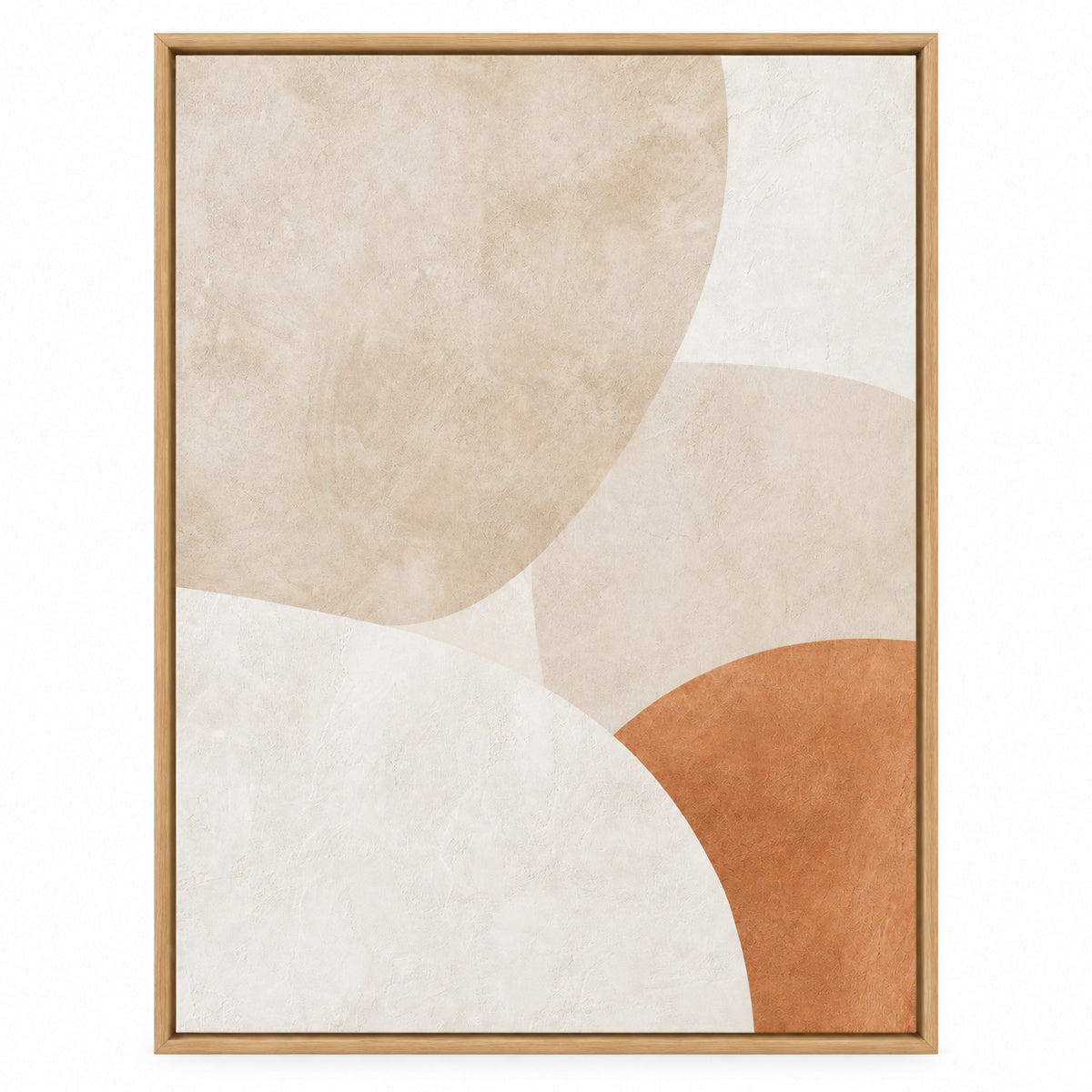 Creamy Japandi Plaster Semicircles Canvas Wall Art | brown_sku