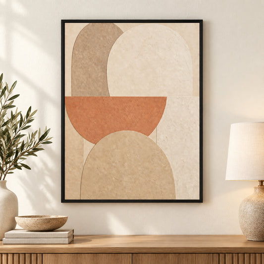 Creamy Japandi Terracotta Arches Canvas Wall Art | black_independent_close