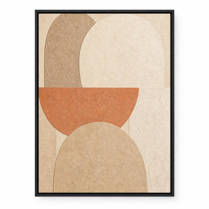 Creamy Japandi Terracotta Arches Canvas Wall Art | black_sku