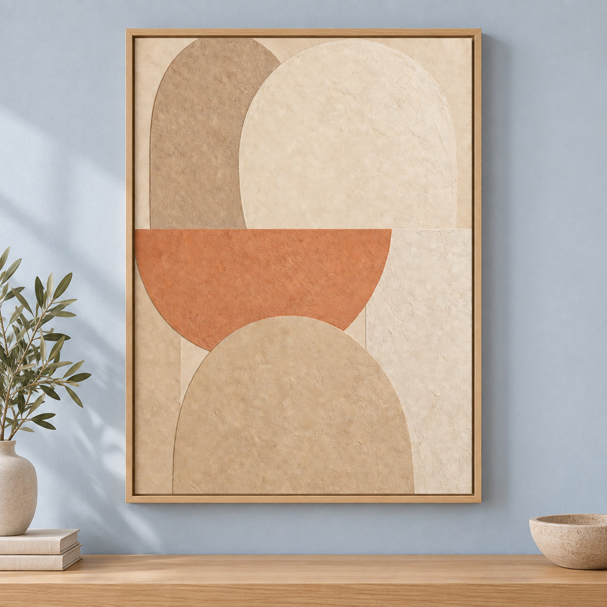Creamy Japandi Terracotta Arches Canvas Wall Art | brown_independent_close
