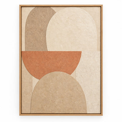 Creamy Japandi Terracotta Arches Canvas Wall Art | brown_sku