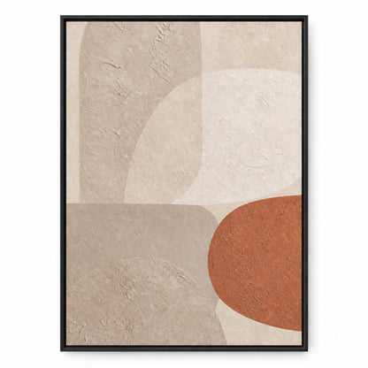 Creamy Japandi Oatmeal Soft Shapes Canvas Wall Art | black_sku