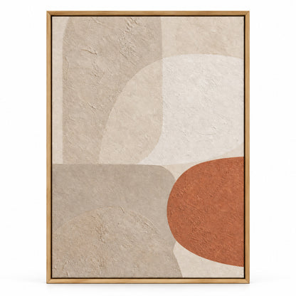 Creamy Japandi Oatmeal Soft Shapes Canvas Wall Art | brown_sku