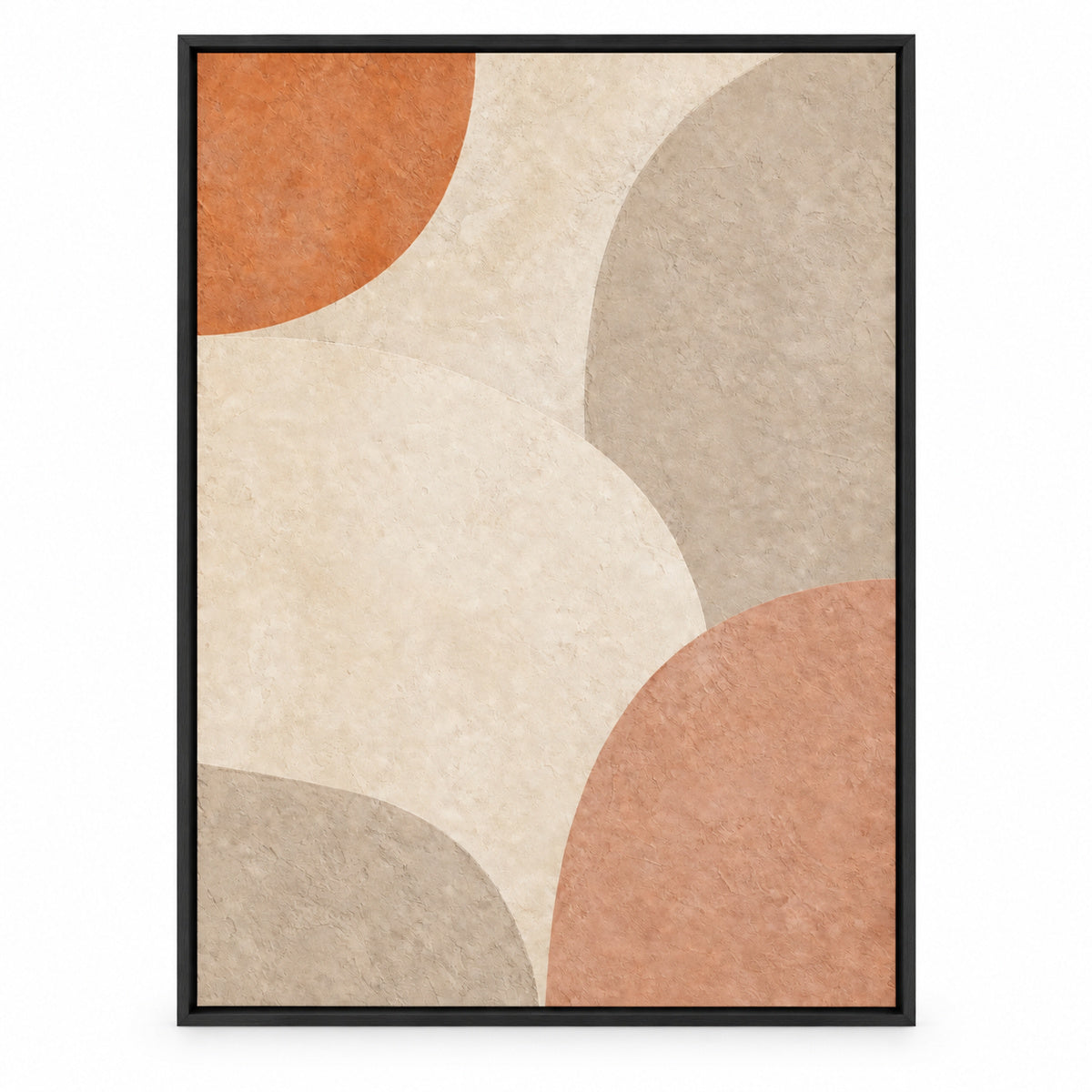 Creamy Japandi Raw Sand Geometric Canvas Wall Art | black_sku