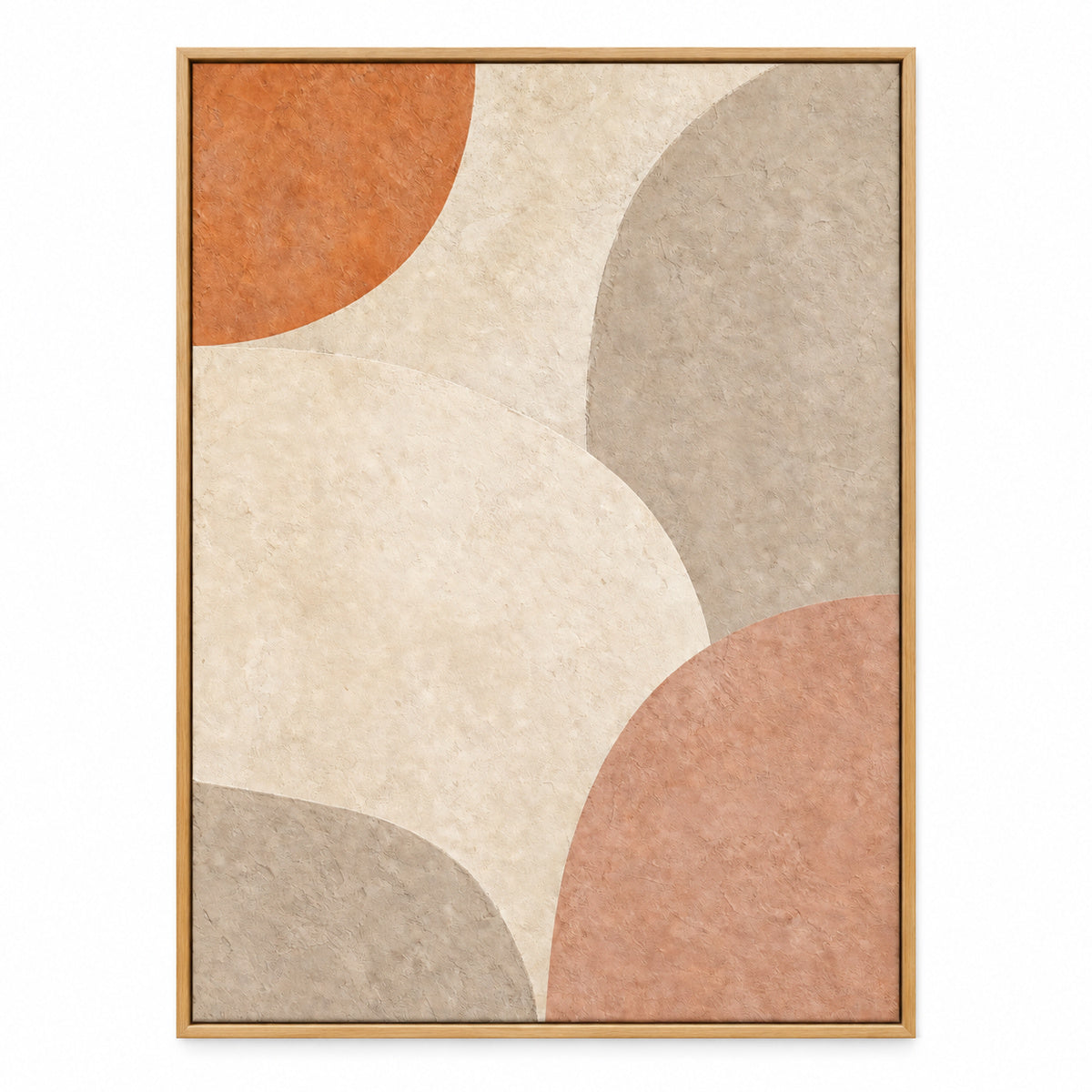 Creamy Japandi Raw Sand Geometric Canvas Wall Art | brown_sku