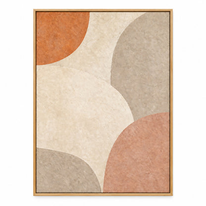 Creamy Japandi Raw Sand Geometric Canvas Wall Art | brown_sku