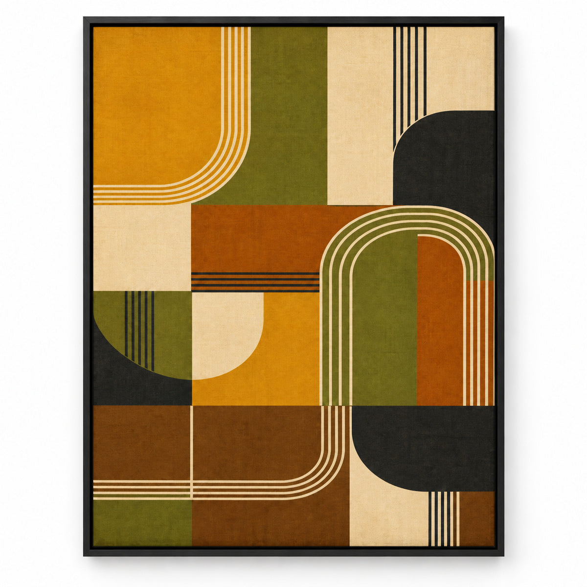 Mid-Century Bauhaus Statement Canvas Wall Art 01 | black_sku