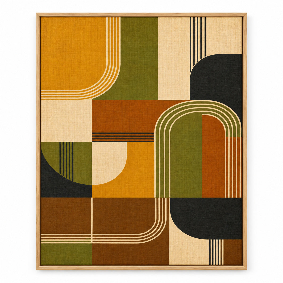 Mid-Century Bauhaus Statement Canvas Wall Art 01 | brown_sku
