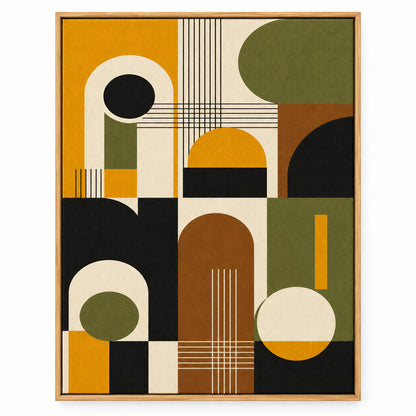 Mid-Century Bauhaus Interlocking Geometry Canvas Wall Art 02 | brown_sku