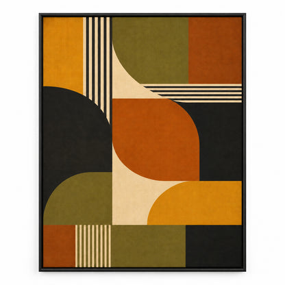 Mid-Century Bauhaus Color Field Canvas Wall Art 03 | black_sku