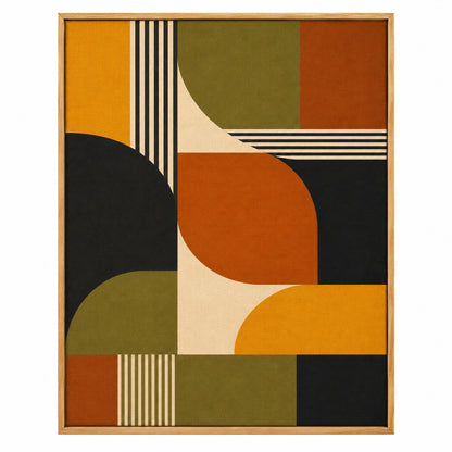 Mid-Century Bauhaus Color Field Canvas Wall Art 03 | brown_sku