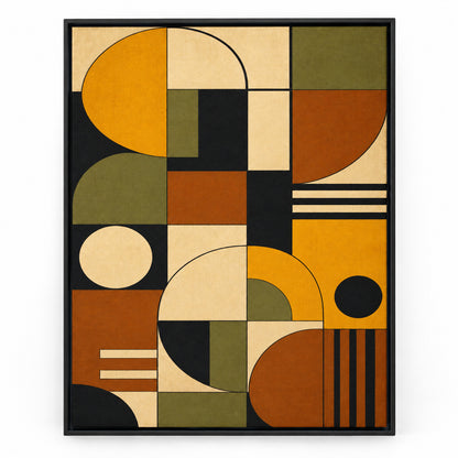 Mid-Century Bauhaus Modernist Modules Canvas Wall Art 04 | black_sku