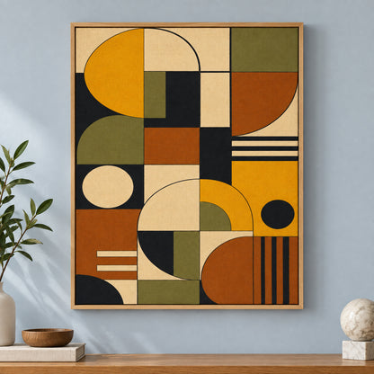 Mid-Century Bauhaus Modernist Modules Canvas Wall Art 04 | brown_independent_close