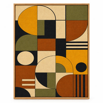 Mid-Century Bauhaus Modernist Modules Canvas Wall Art 04 | brown_sku