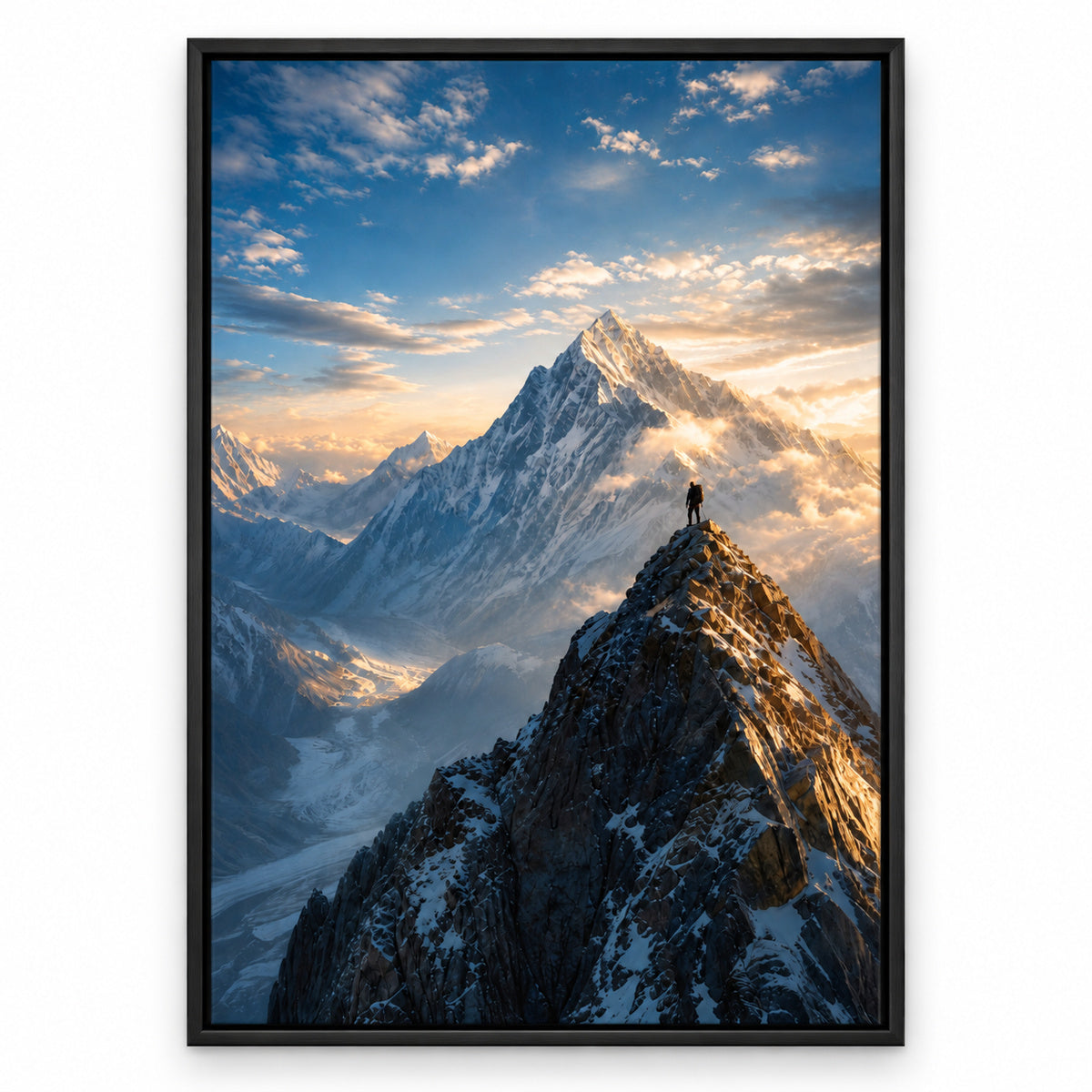 Solitary Climber Natural Metaphor Canvas Wall Art | black_sku