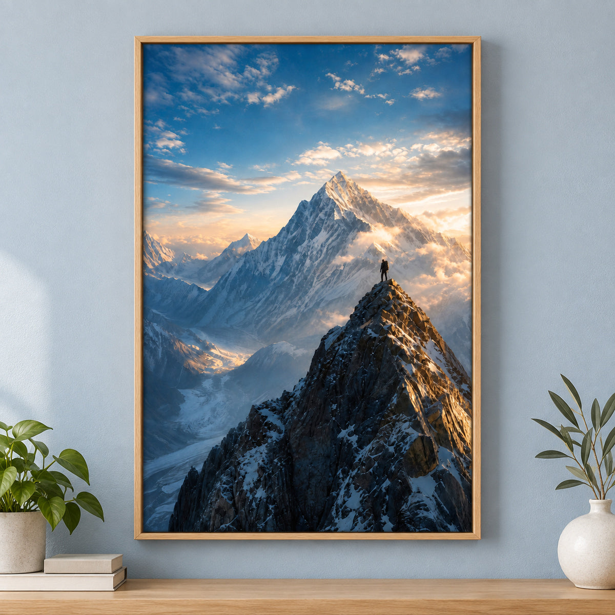 Solitary Climber Natural Metaphor Canvas Wall Art | brown_independent_close
