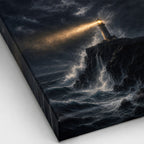 Lighthouse Against Breaking Waves Canvas Wall Art - 03_detail_closeup
