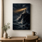 Lighthouse Against Breaking Waves Canvas Wall Art - 04_sku_12x18_wall